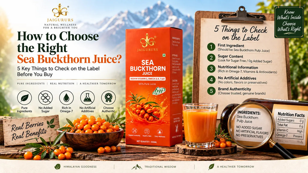 How to choose pure Sea Buckthorn Juice by checking ingredients, added sugar, cold-pressed processing, berry origin and natural oil separation