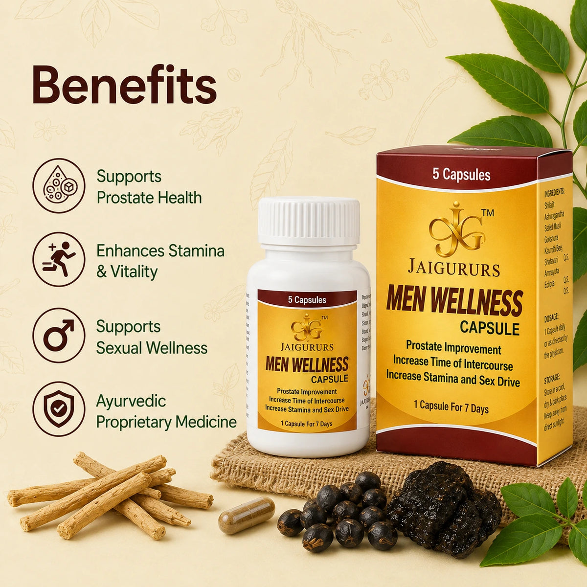 Men Wellness Capsule | Ayurvedic Men's Wellness Formula | 5 Capsules