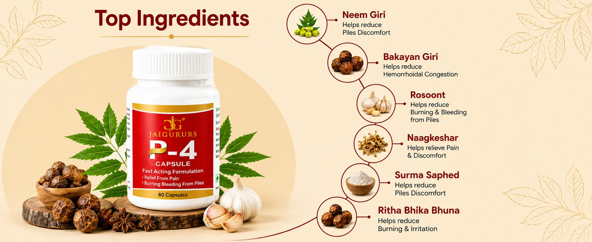 P-4 Capsule | Ayurvedic Piles Wellness Formula | 60 Capsules
